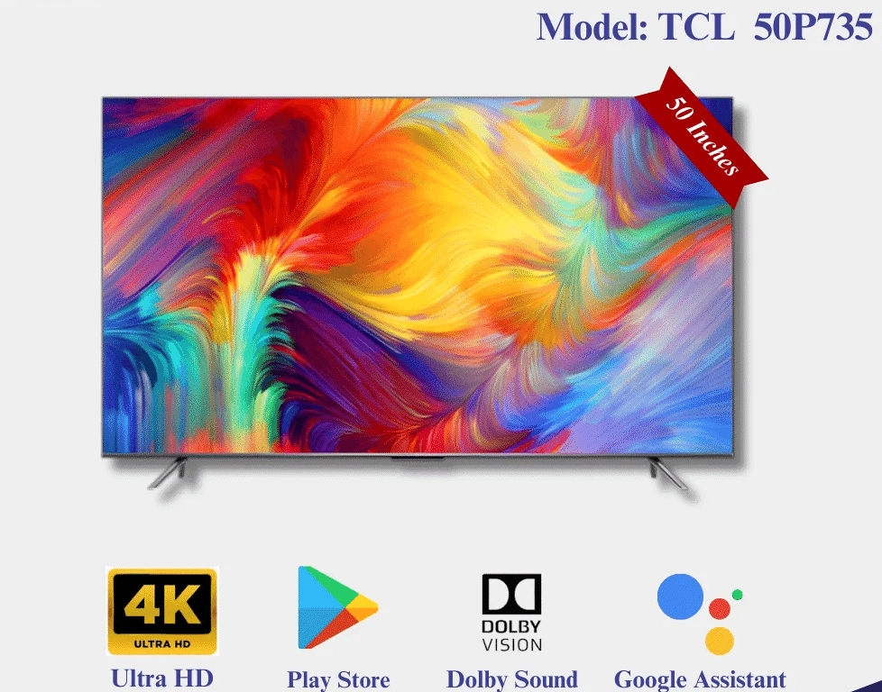 50P735 TCL 50-inch 50P735 Smart 4K Ultra HD Android LED TV - Image 1