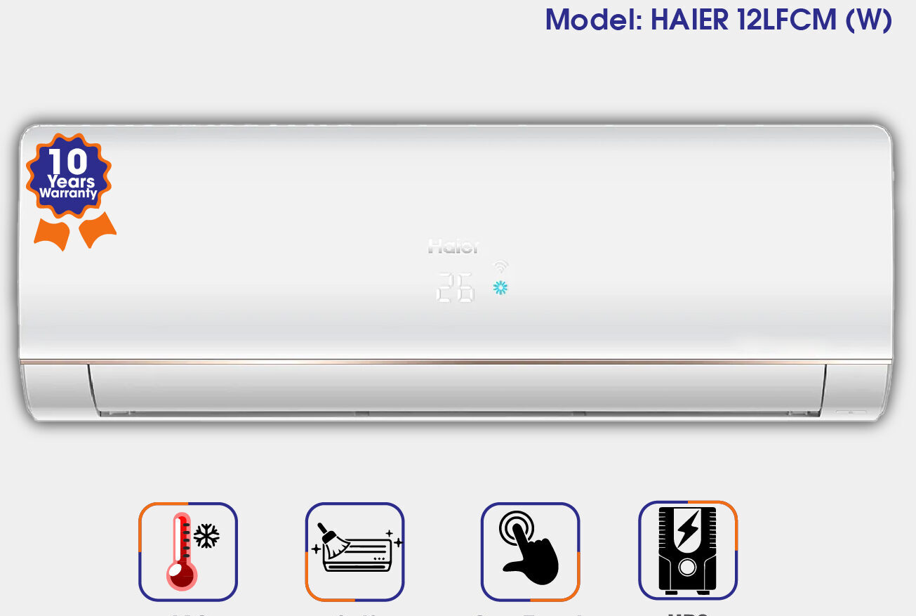 Haier-1-Ton-Inverter-Split-Air-Conditioner-12LFCM-W-Cool-Only Haier 1 Ton Inverter Split AC 12LFCM (White) - Image 1