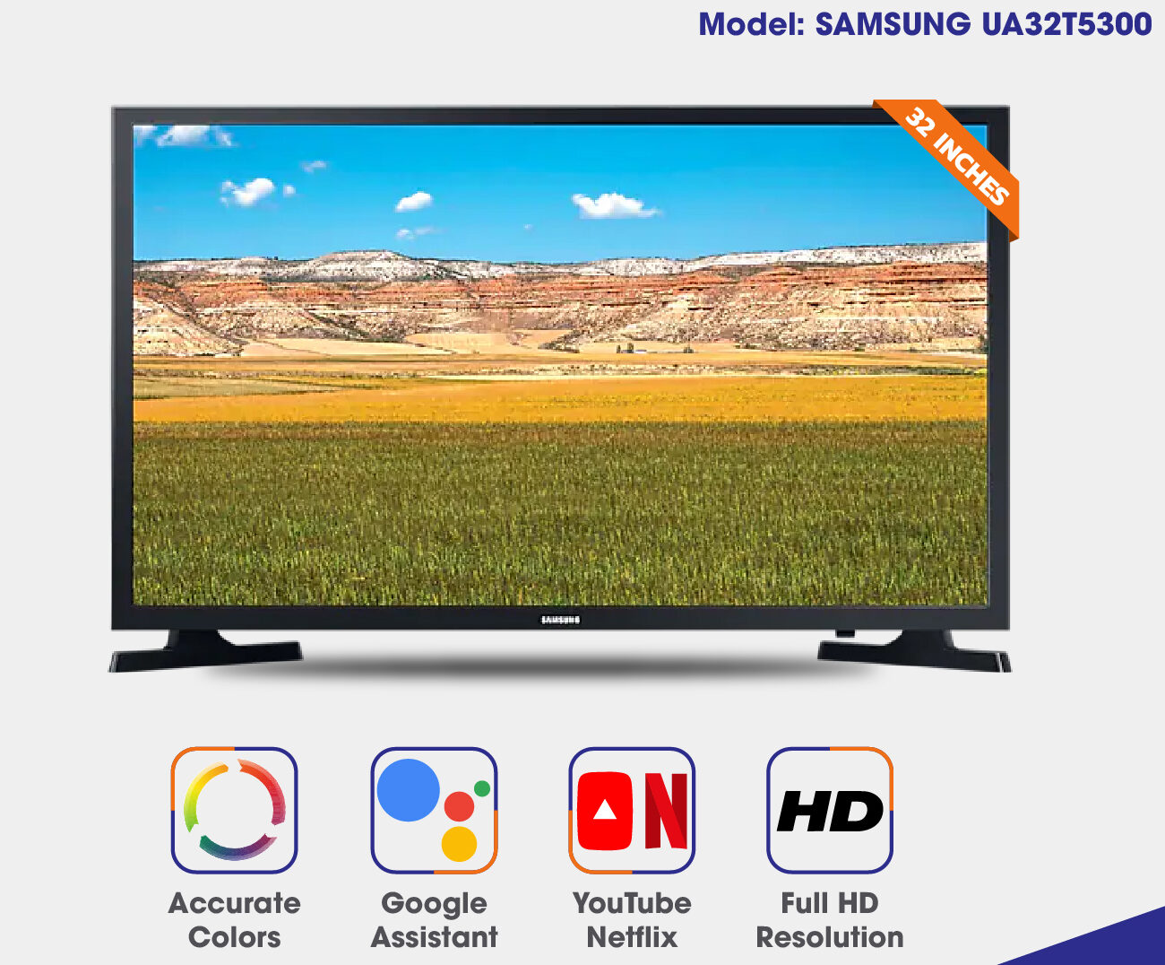 Samsung-32-inch-UA32T5300-LED-TV-Smart-Hub-Google-Assistan Samsung 32-inch UA32T5300 LED TV (Smart Hub, Google Assistant) - Image 1